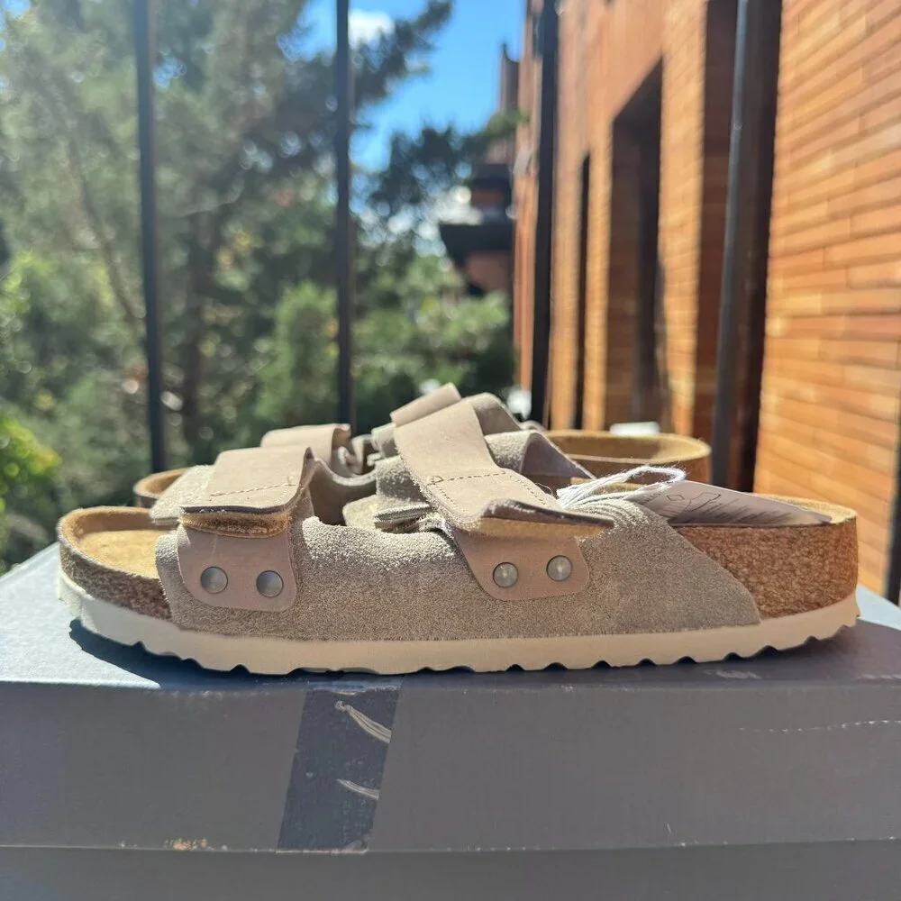 New Birkenstock Uji Nubuck Suede Sandals Suede Taupe US 7 / EUR 38